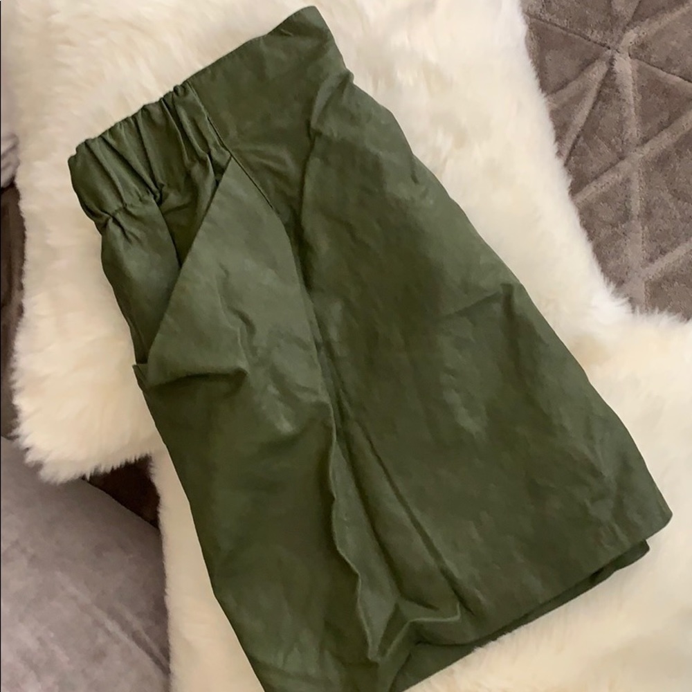 Olive Green pleather Skirt